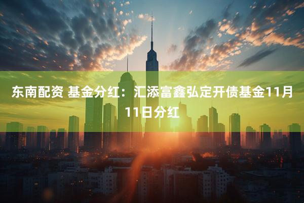东南配资 基金分红：汇添富鑫弘定开债基金11月11日分红